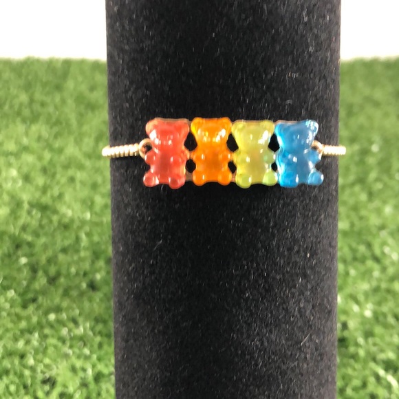 Gold-Tone Multicolor Gummy Bear Slider Bracelet - Picture 3 of 5